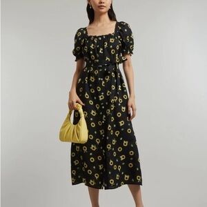 Sleeper‎ Dress Brigitte Sunflowers Midi Sz L